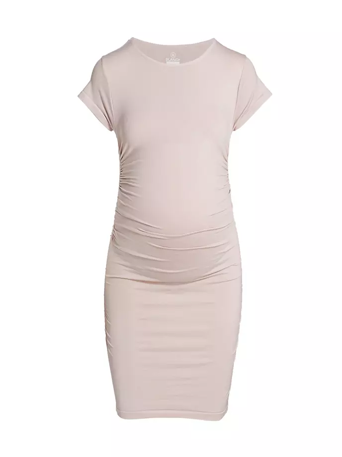 Повседневное мини-платье для беременных со сборками и круглым вырезом Blanqi, цвет frosty pink