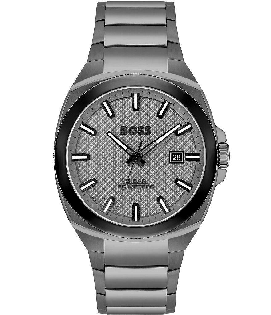 

Hugo Boss Мужские кварцевые аналоговые серые часы-браслет Walker из нержавеющей стали, серый