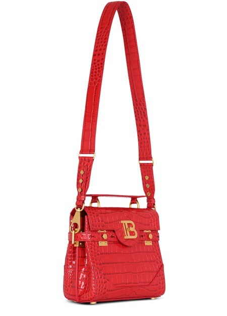 

Сумка B-Buzz 23 из кожи с эффектом крокодила Balmain, красный