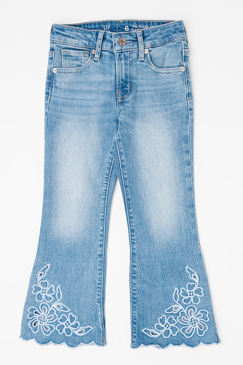 Укороченные джинсы с высокой талией и вышивкой Gap, синий