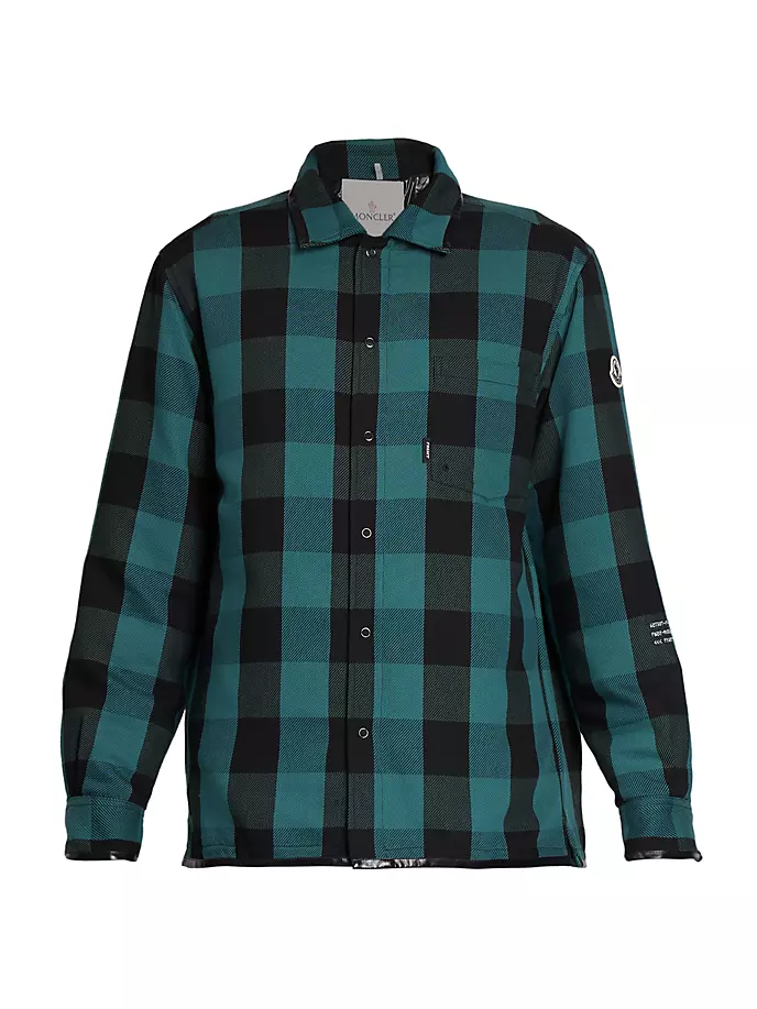 

7 Moncler FRGMT Клетчатая куртка Simmon Moncler Genius, цвет bright green