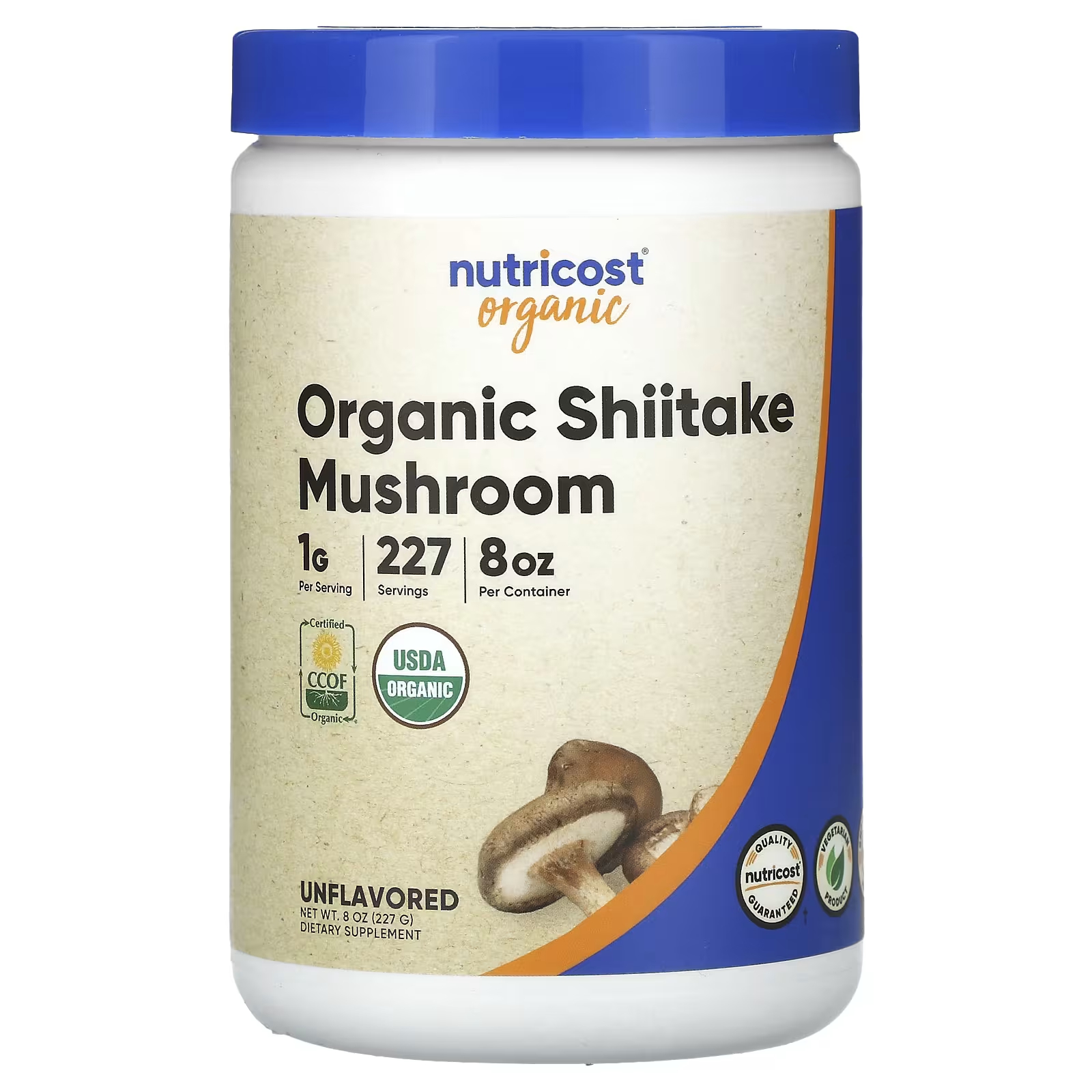 Органический порошок Nutricost из грибов шиитаке без добавок 227 г (8 унций) органический черничный порошок nutricost 227 г