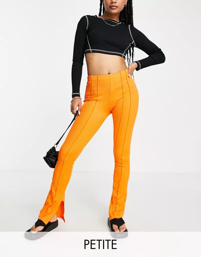 Оранжевые расклешенные брюки скинни Topshop с открытыми швами