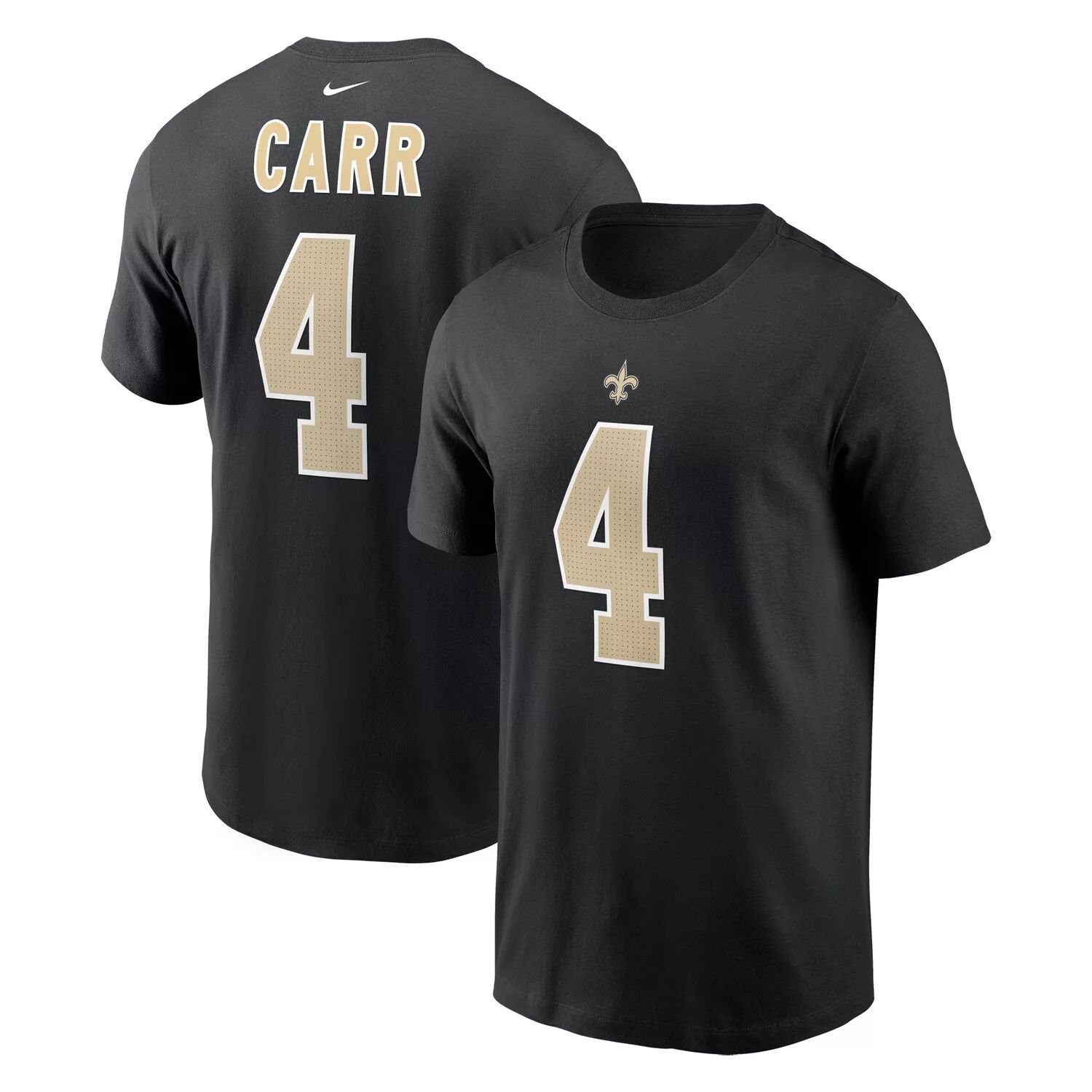 

Мужская черная футболка с именем и номером игрока Derek Carr New Orleans Saints Nike, Черный