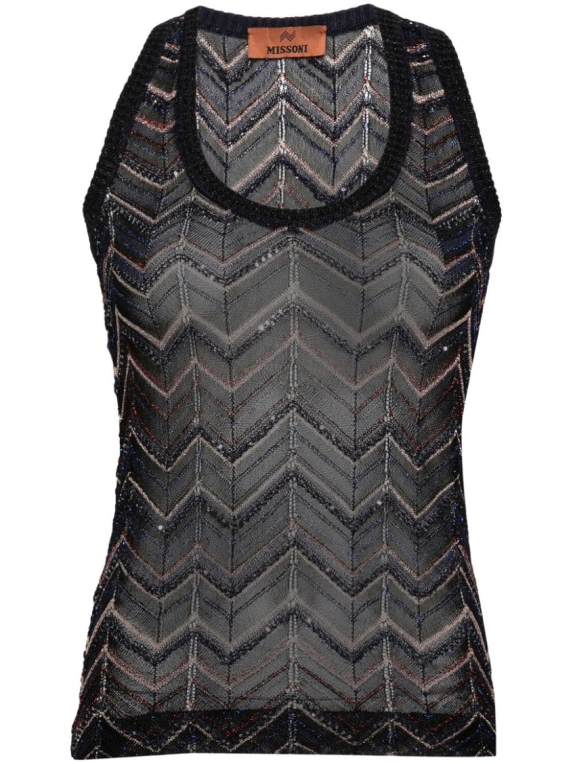 

Missoni топ с пайетками и узором зигзаг, синий