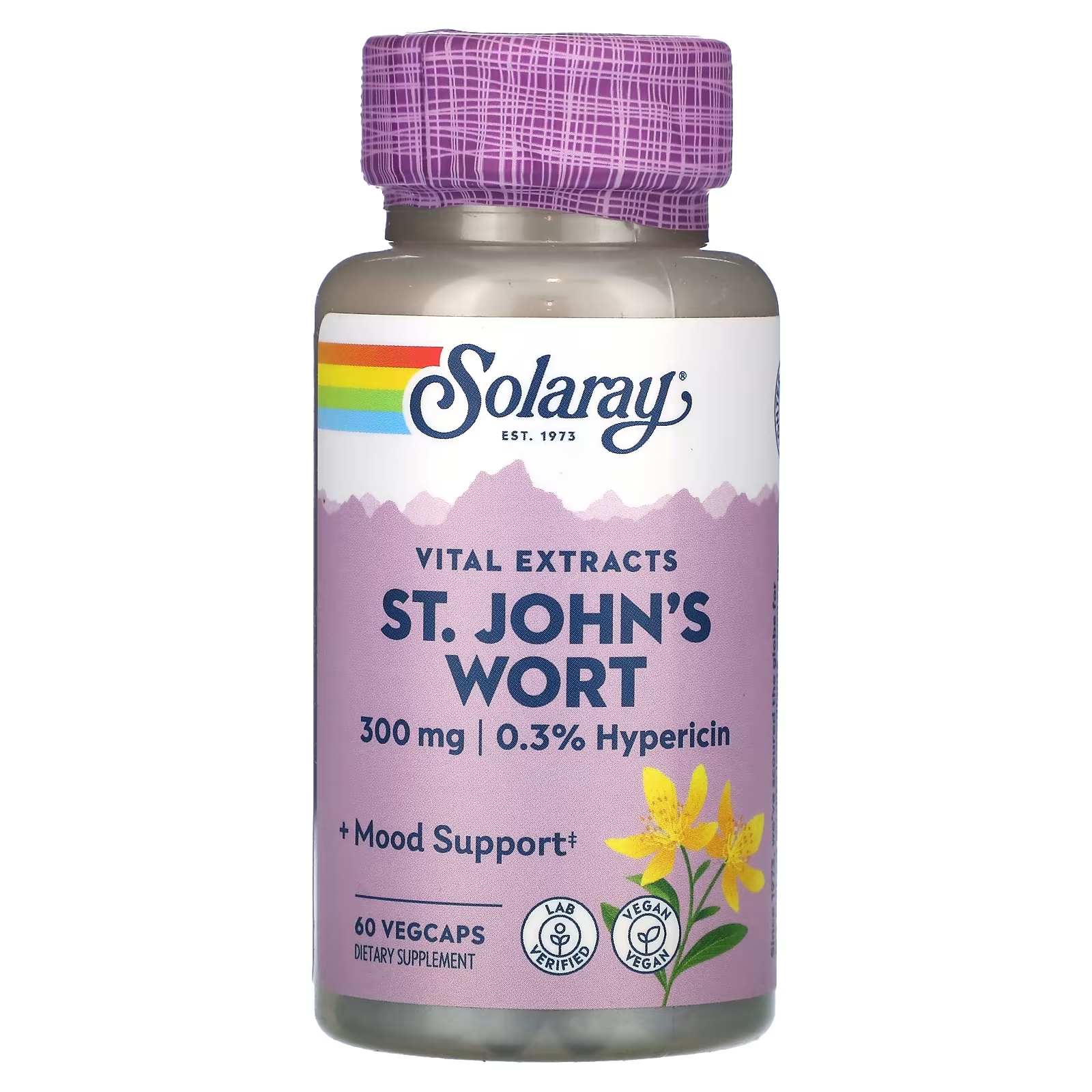 Зверобой Solaray Vital Extracts, 300 мг, 60 растительных капсул solaray vital extracts валериана 300 мг 30 растительных капсул