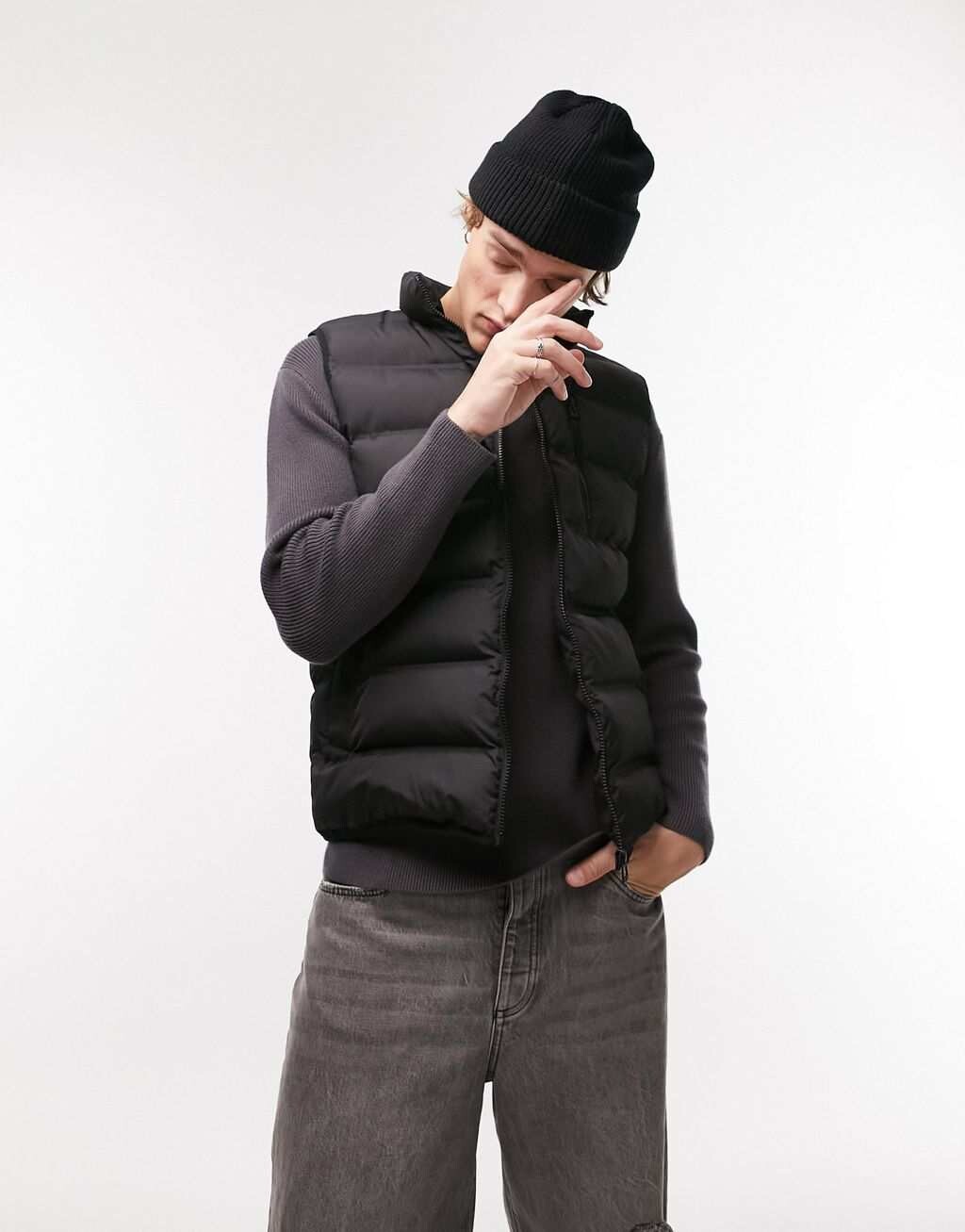 

Черный жилет с подкладкой Topman