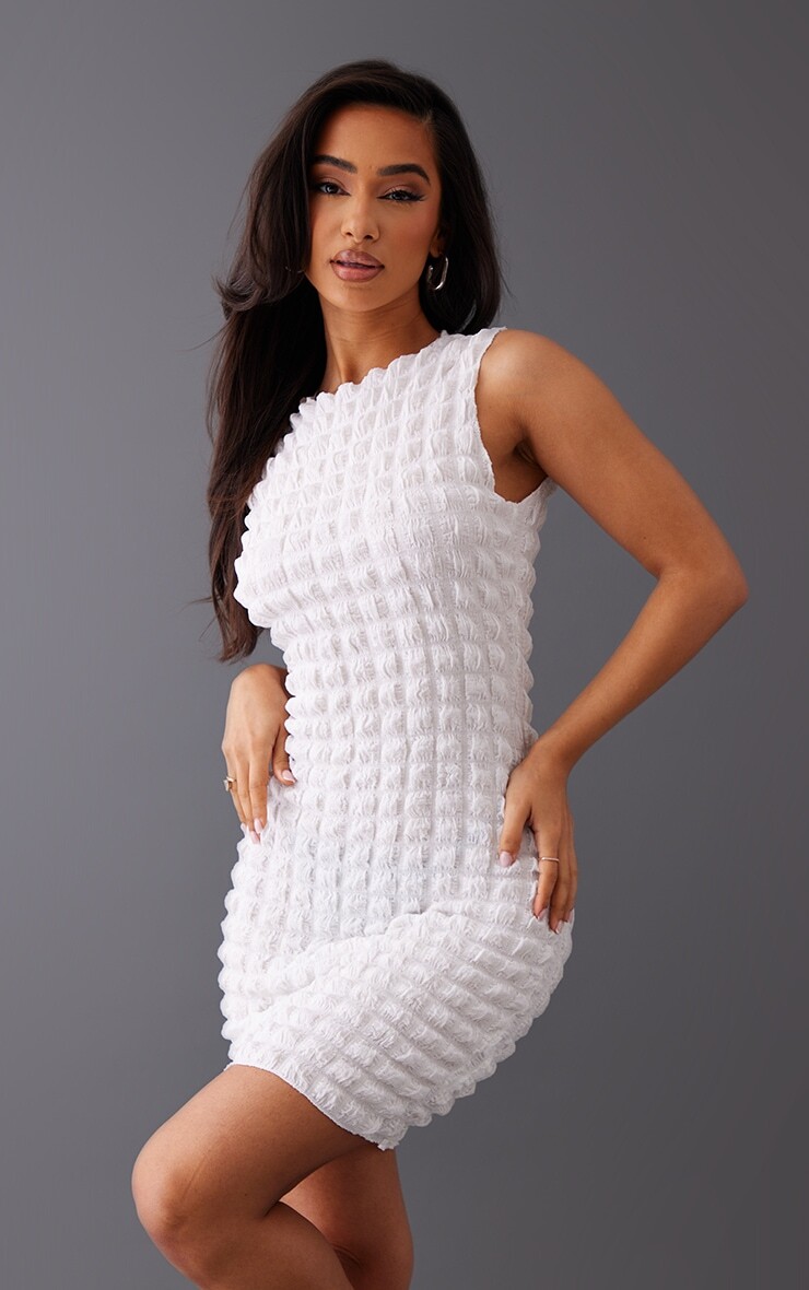 

PrettyLittleThing Мини-платье Petite Ivory Bubble из джерси без рукавов