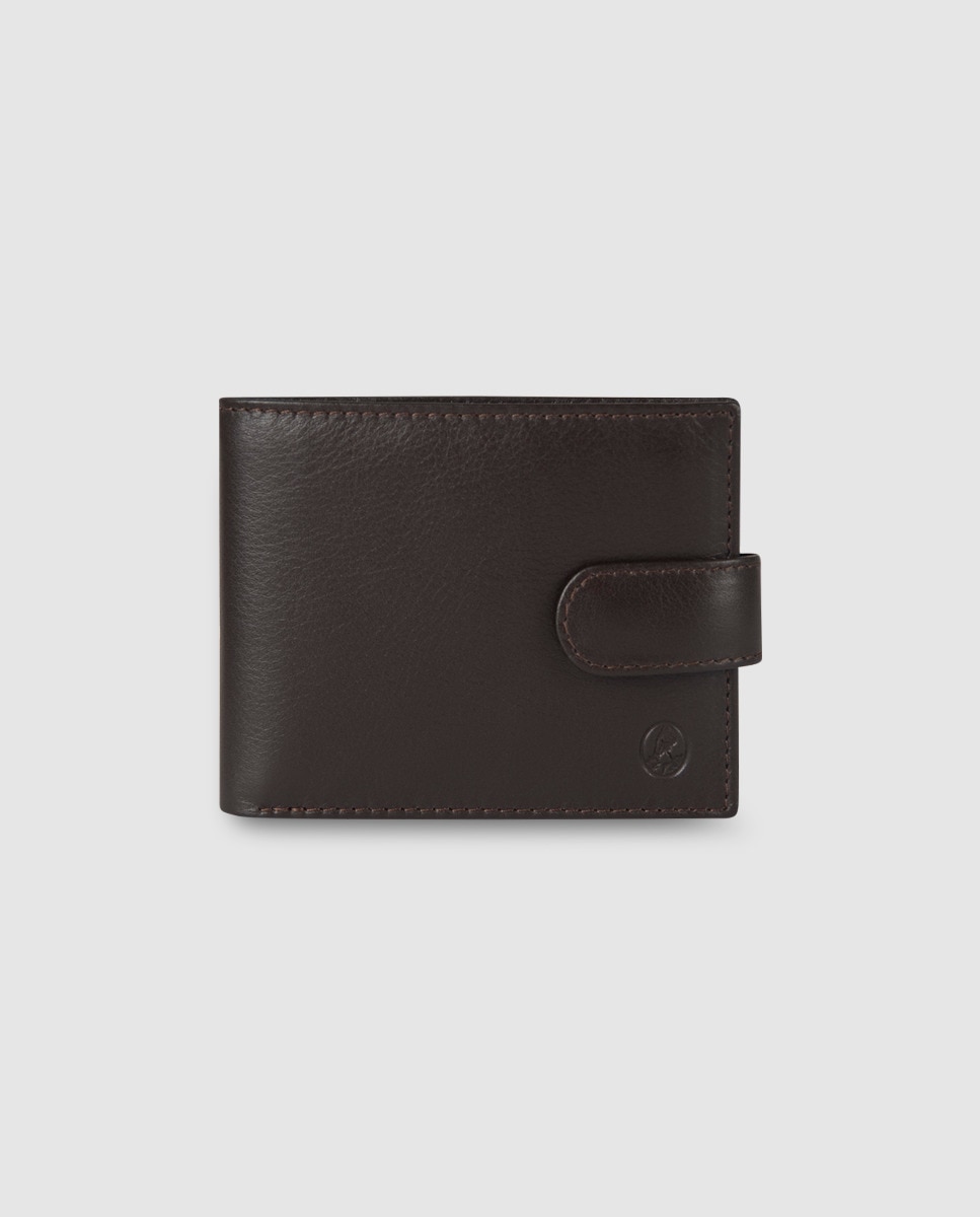 Коричневый кожаный кошелек с внешним портмоне El Potro, коричневый черный кожаный кошелек с внешним портмоне el potro черный