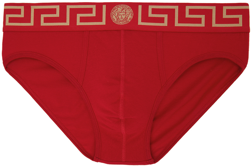 

Красные трусы с каймой Greca Versace Underwear