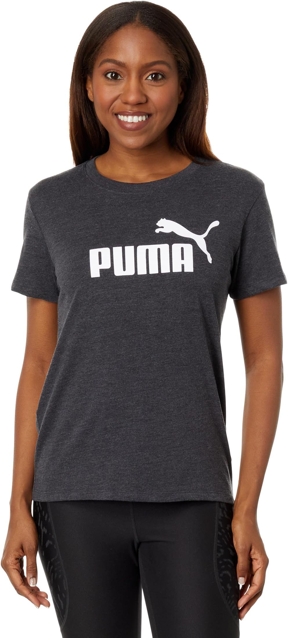 Футболка с короткими рукавами и логотипом Essentials PUMA, цвет Dark Gray Heather/Puma White