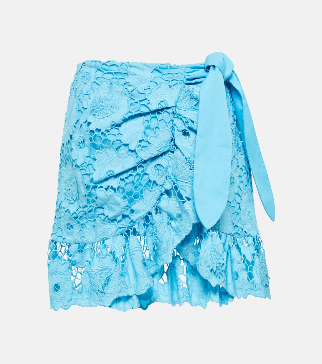 Мини-юбка из хлопкового кружева SELF-PORTRAIT, синий