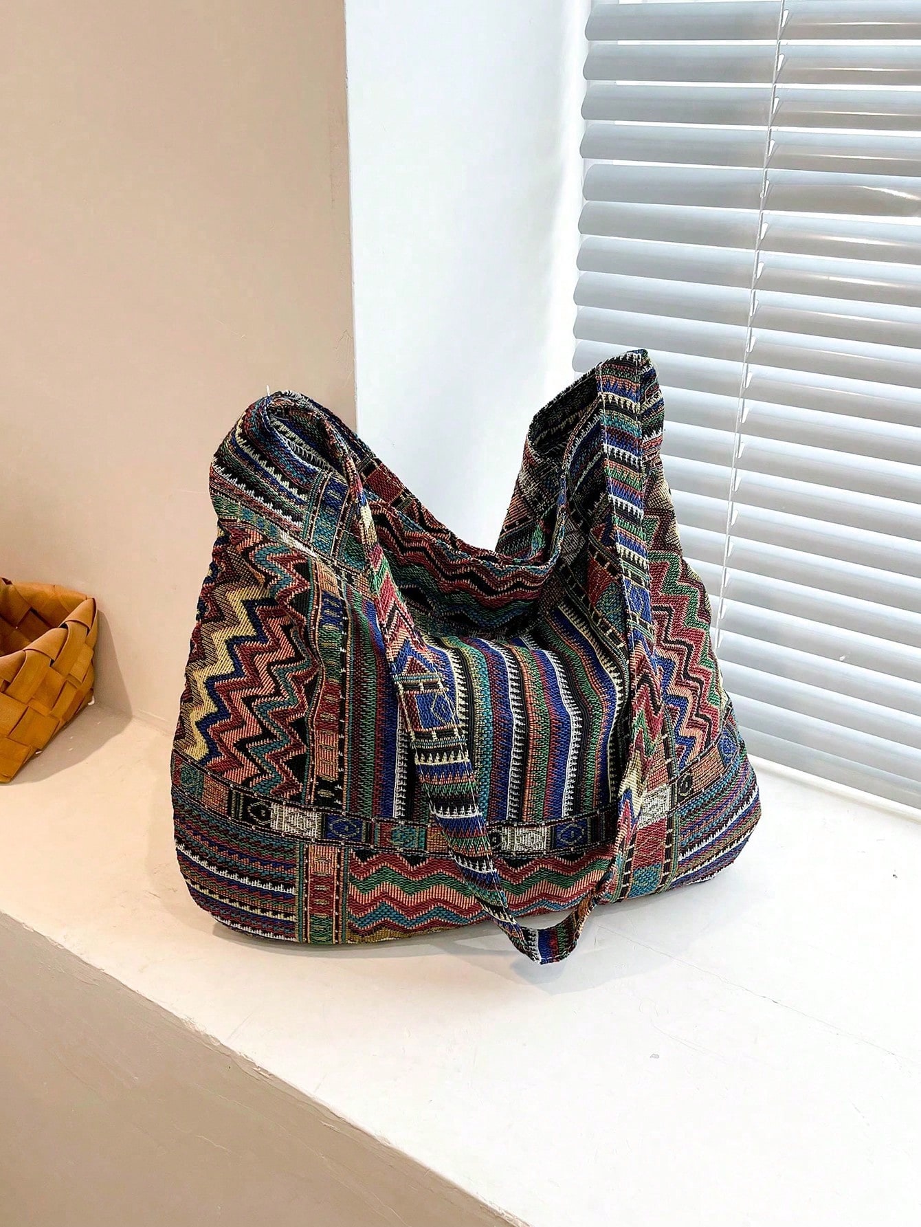Льняная сумка через плечо с клетчатым узором и произвольным расположением, многоцветный