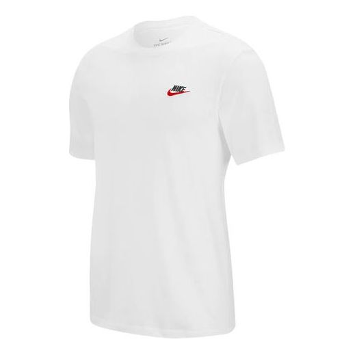 Футболка Nike Sportswear Embroidered Logo Micro Mark Solid Color Casual Round Neck Short Sleeve White, мультиколор