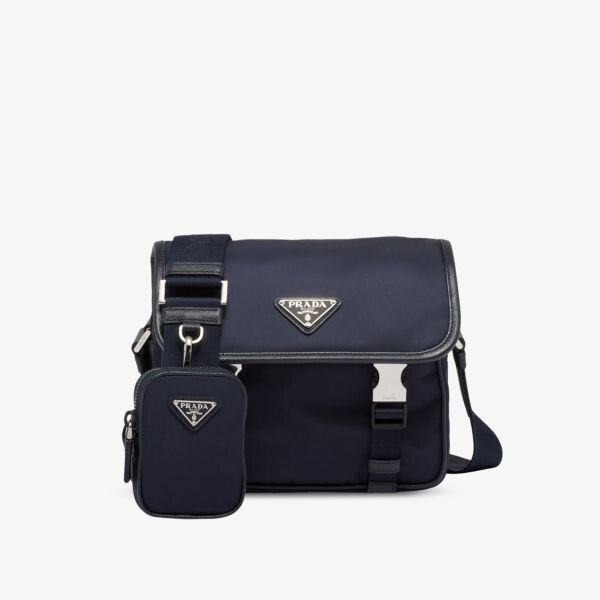 Сумка на плечо из кожи Re-Nylon и переработанного нейлона Prada, синий