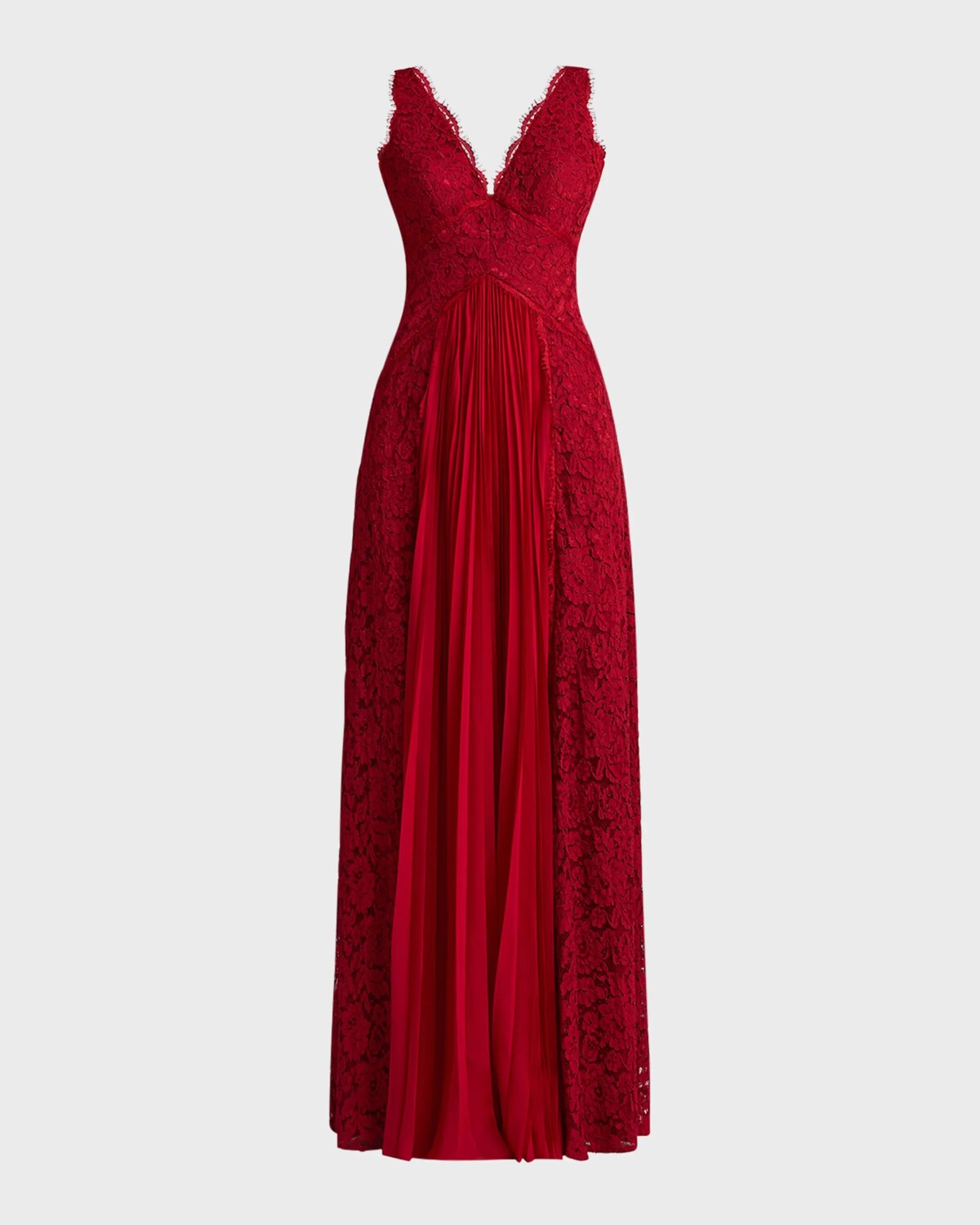 

Платье из цветочного кружева и плиссированного шифона Zac Posen, цвет Scarlet
