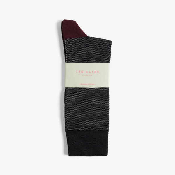 классические носки из смесового хлопка с цветочной вышивкой ted baker синий Носки из смесового органического хлопка с логотипом Coretex Ted Baker, черный