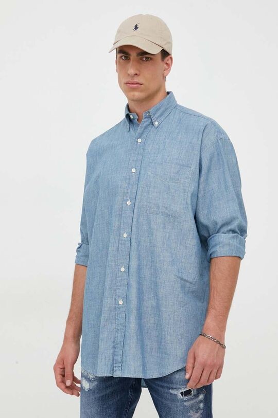 

Хлопковая рубашка Polo Ralph Lauren, синий