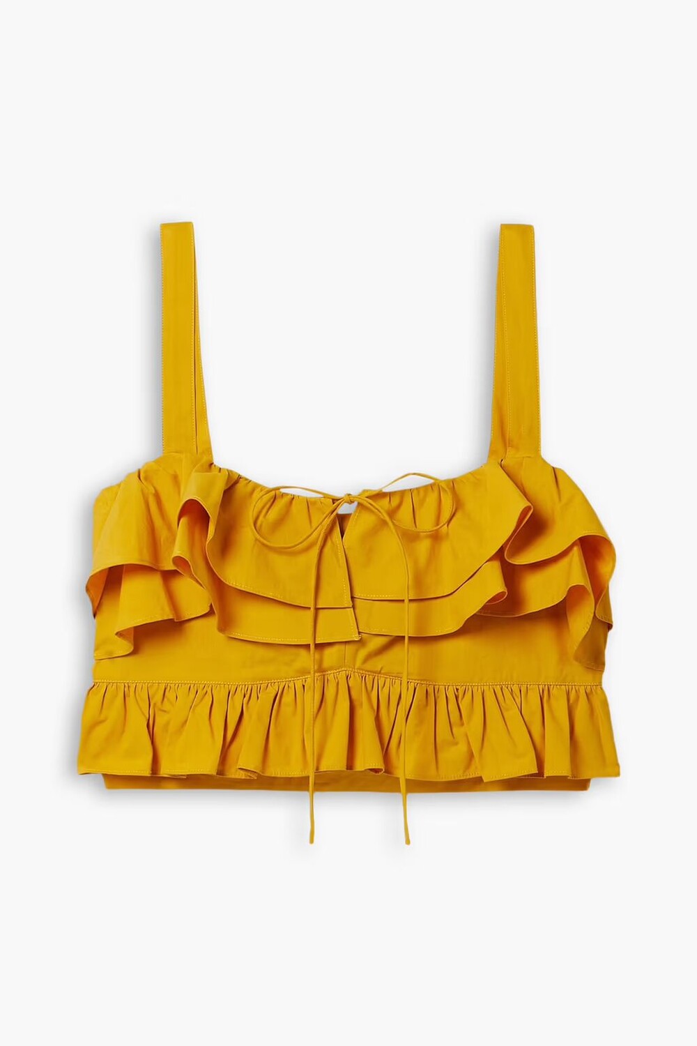 

Укороченный топ из хлопкового поплина с оборками Jason Wu, горчица