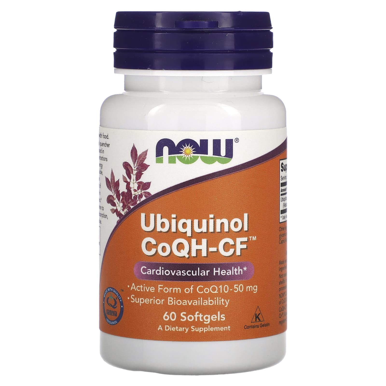 

Убихинол CoQH-CF, 60 гелевых капсул, NOW Foods