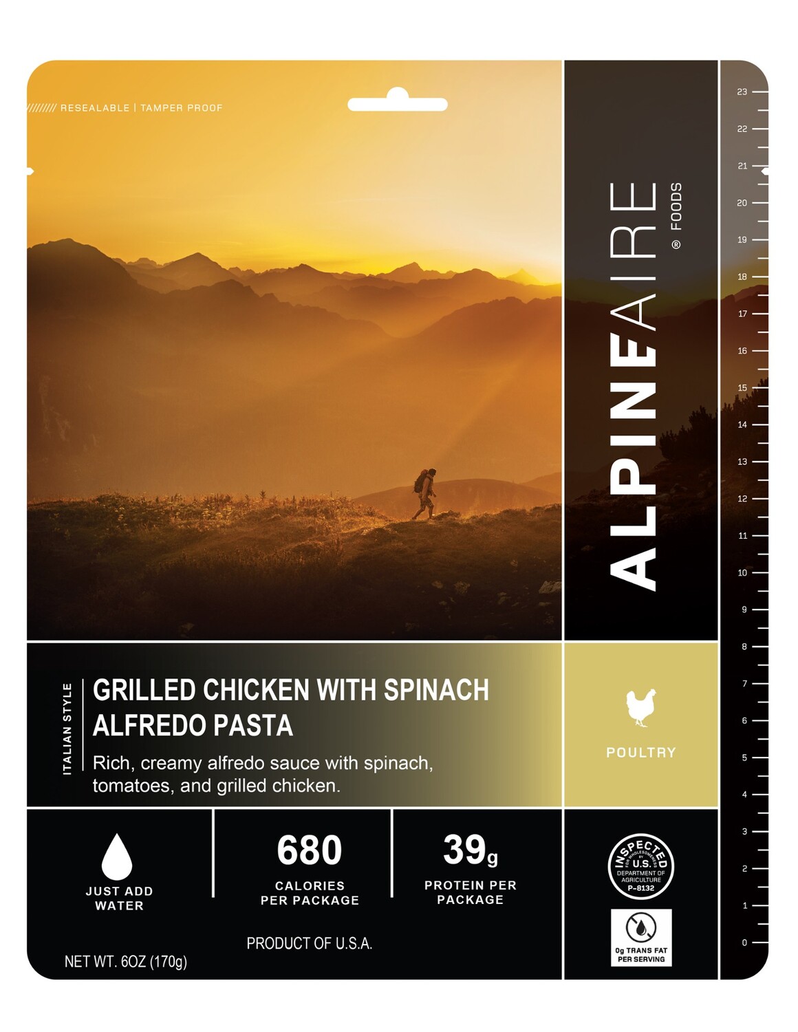 

Курица-гриль со шпинатной пастой Альфредо — 1 порция AlpineAire Foods