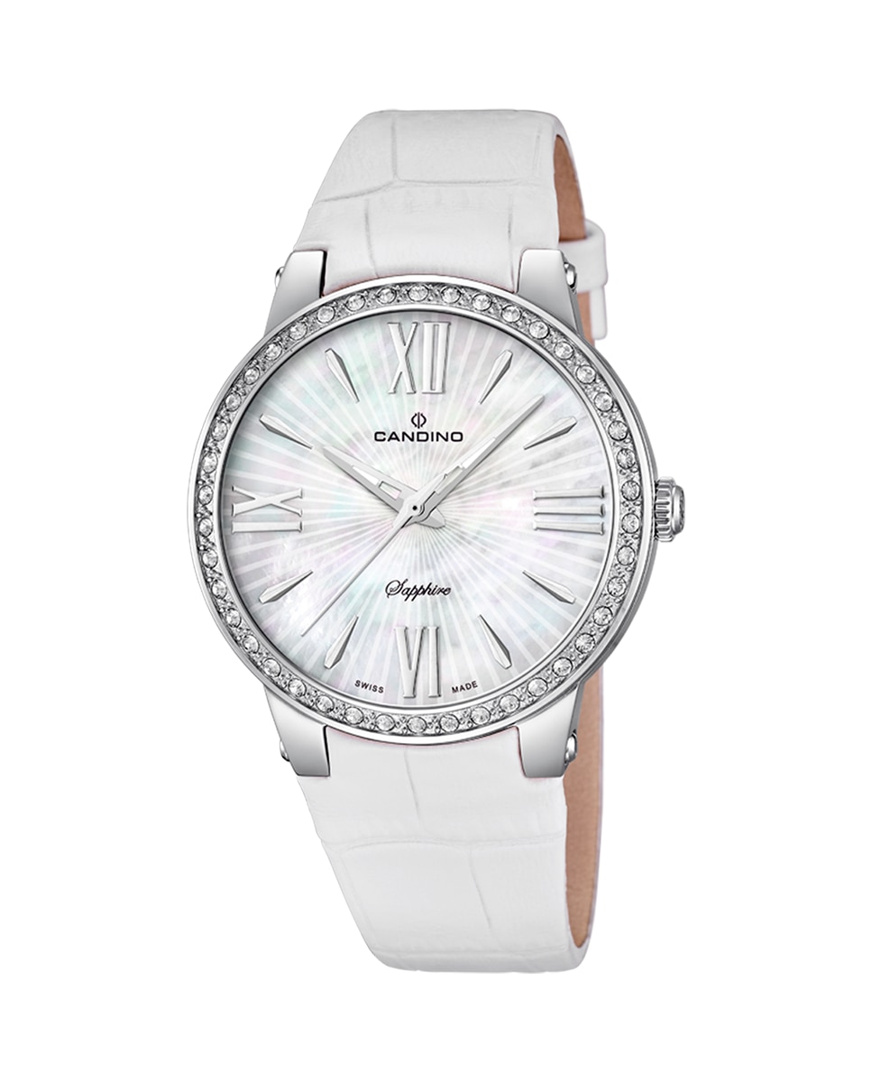 Женские часы C4597/1 Lady Casual белые кожаные Candino, белый