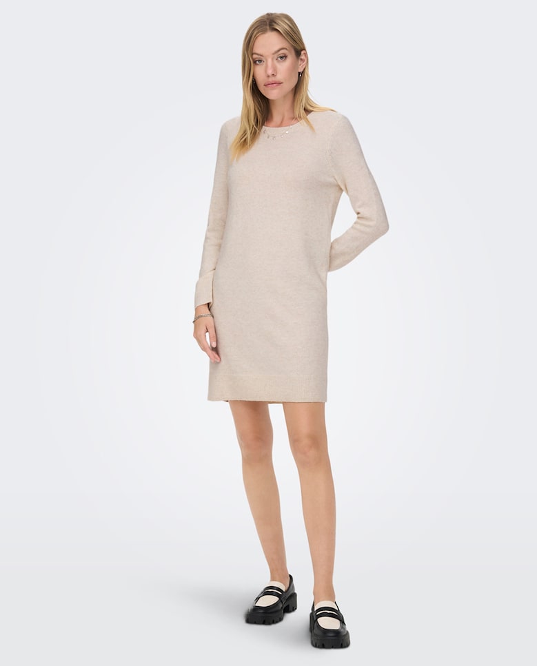 Женское короткое платье с длинными рукавами Only, бежевый платье короткое расклешенное с длинными рукавами 50 каштановый