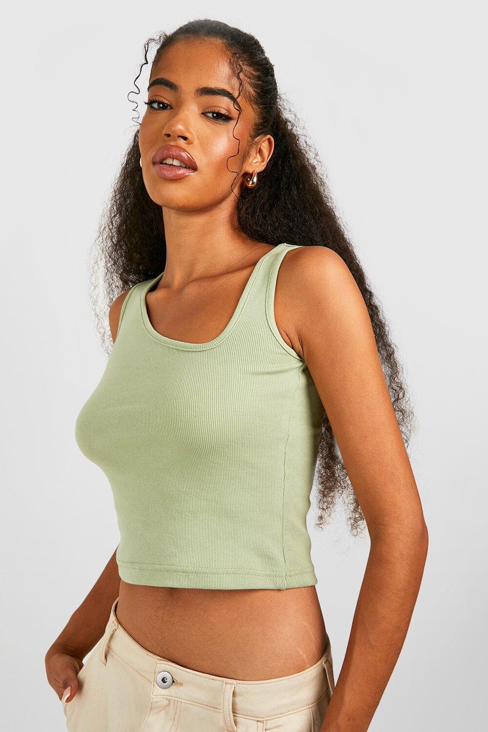

Асимметричный жилет basic rib Boohoo, оливковый