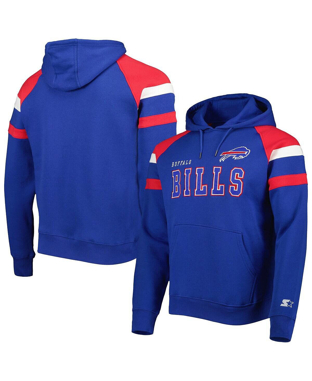 

Мужской флисовый пуловер с капюшоном Royal Buffalo Bills Draft реглан Starter