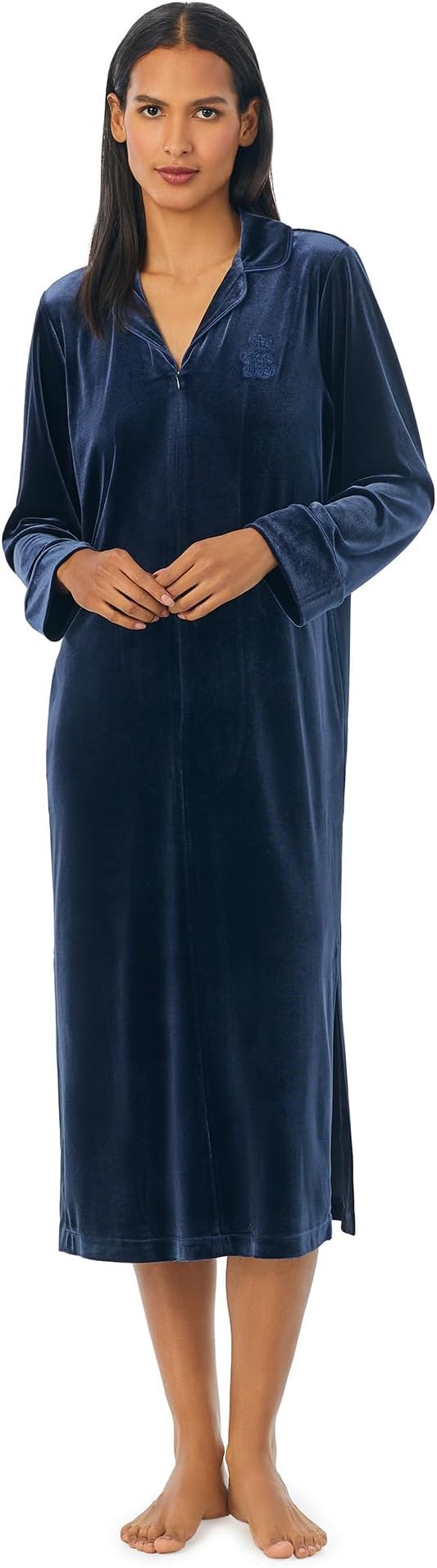 

Халат Notch Collar Long Zip Caftan LAUREN Ralph Lauren, цвет Mid Blue