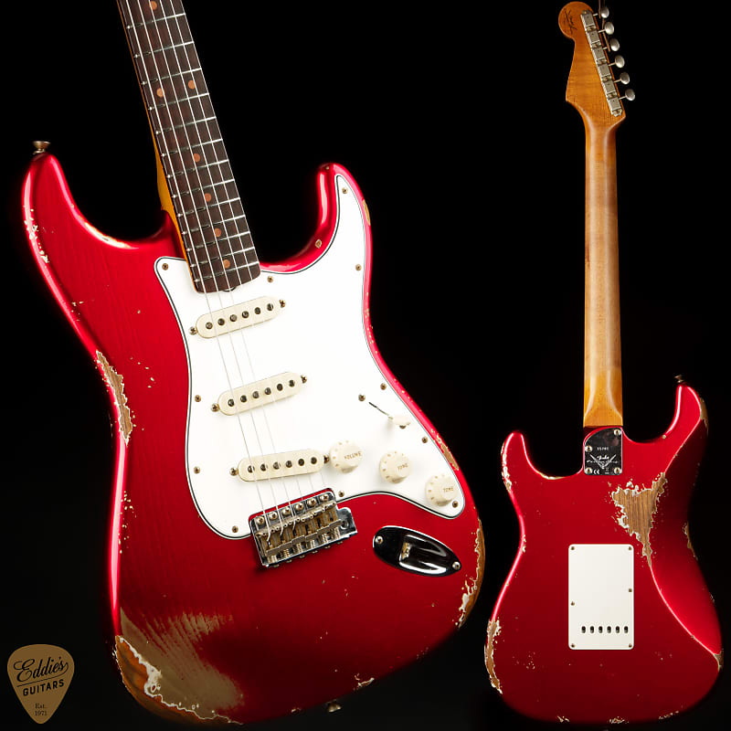 цена Электрогитара Fender Custom Shop Eddie's Guitars Exclusive Dealer Select Roasted 1963 Stratocaster Heavy Relic - Candy Apple Red