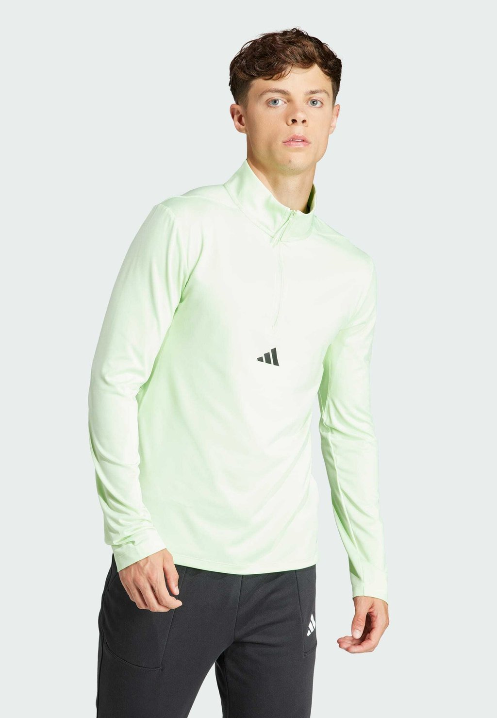 Футболка с длинным рукавом Adidas, полузеленый искрящийся черный