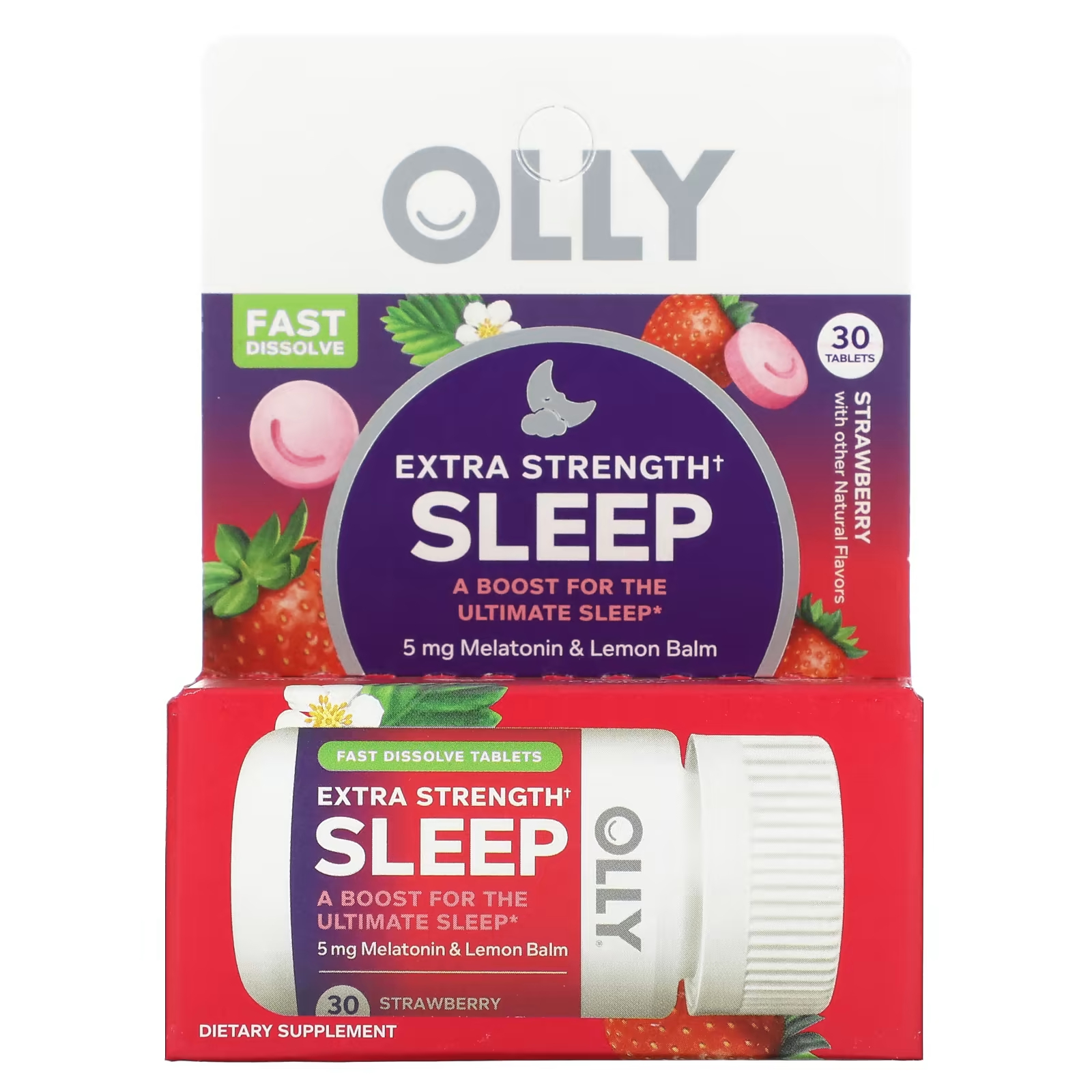 Пищевая добавка Olly Sleep Extra Strength клубника, 30 таблеток пищевая добавка olly joints ultra strength 30 мягких таблеток