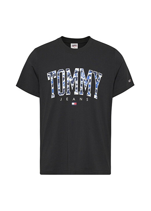 

Черная мужская футболка с круглым вырезом с принтом Tommy Jeans, Черный