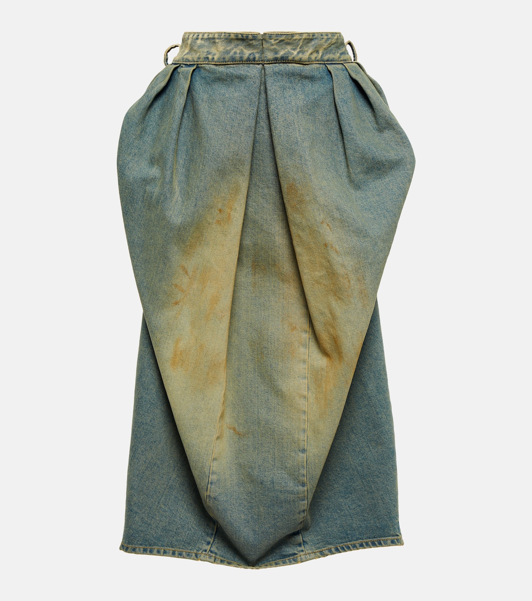 Плиссированная джинсовая юбка миди Maison Margiela, синий