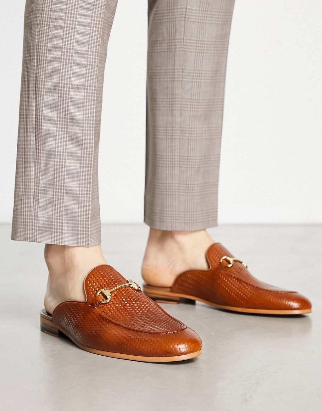 

Лоферы-слипоны Walk London Terry из коричневой кожи с переплетением