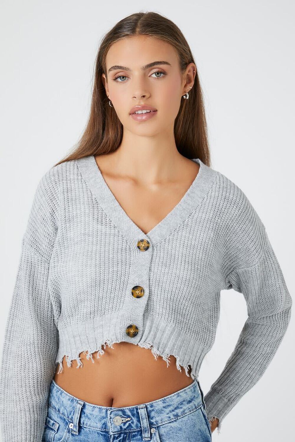 

Рваный свитер-кардиган Forever 21, серый