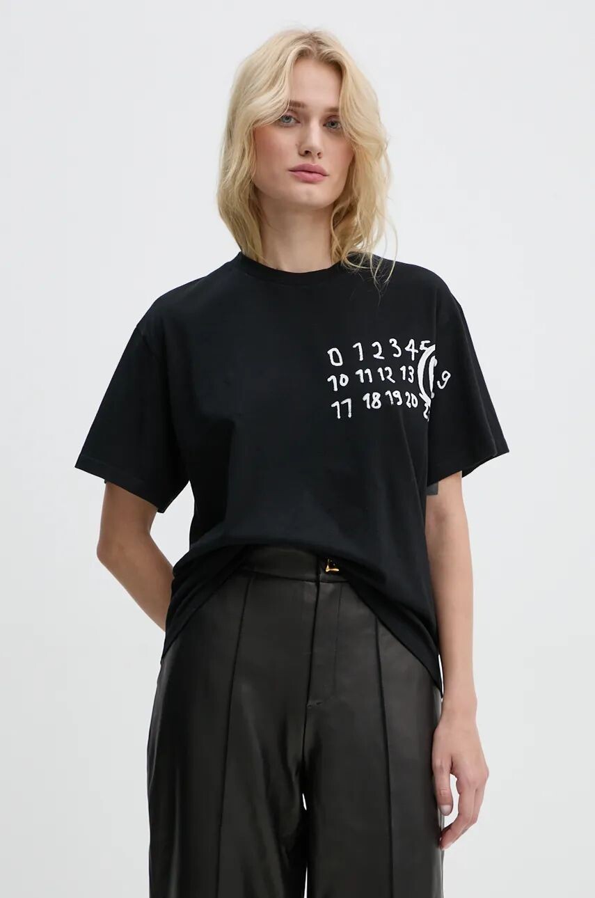 

Хлопковая футболка MM6 Maison Margiela, черный