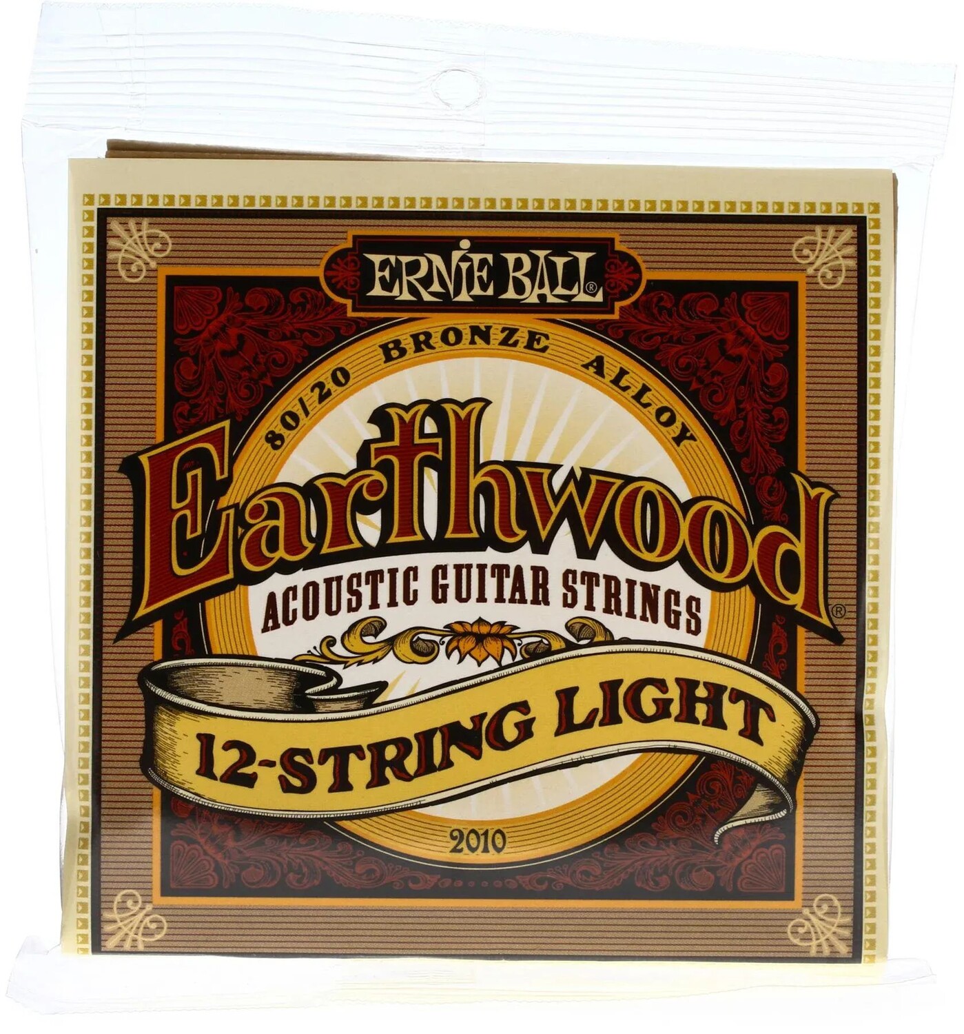 

Струны для акустической гитары Ernie Ball 2010 Earthwood 80/20 Bronze — .009-.046, легкие, 12-струнные