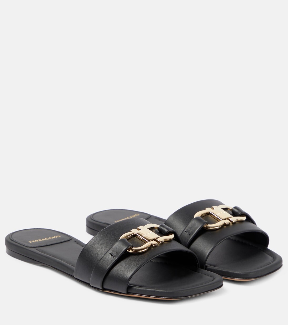 

Кожаные сандалии gancini Ferragamo, черный