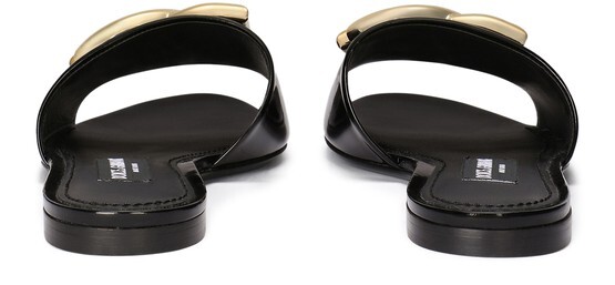 

Шлепанцы из полированной телячьей кожи с логотипом DG. Dolce & Gabbana, черный