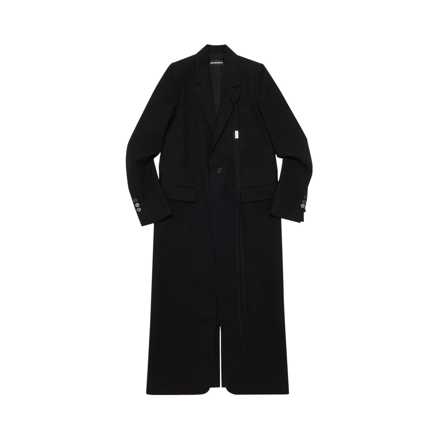 

Ann Demeulemeester Lieke Прямое шерстяное пальто с начесом черного цвета, Черный