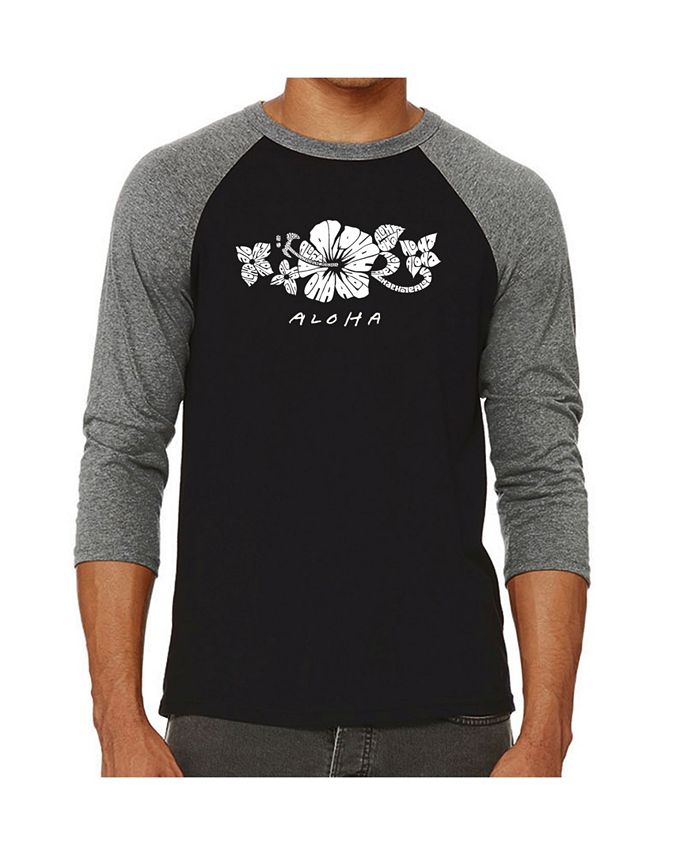 Мужская футболка Aloha реглан Word Art LA Pop Art, серый гибискус