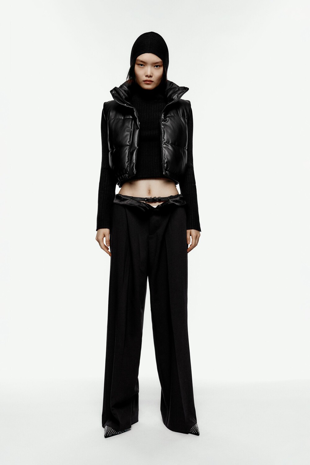 

Жилет из искусственной кожи Zara, черный