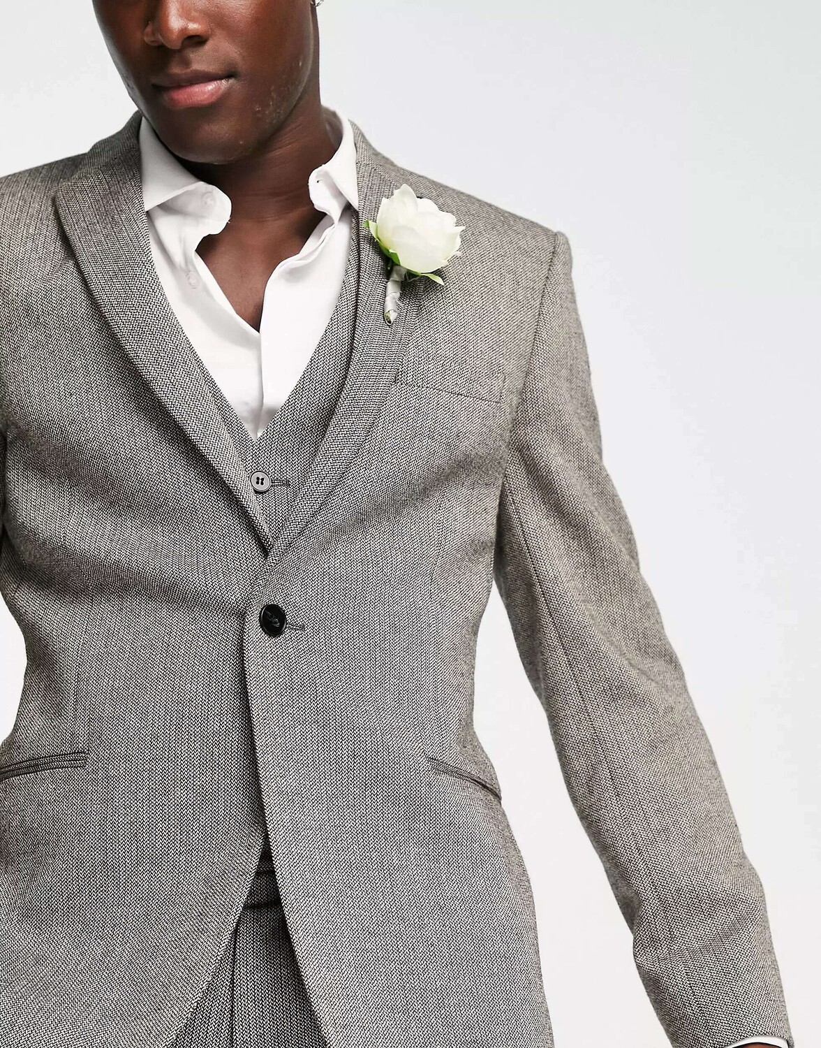 

Костюмы скинни из смесовой шерсти ASOS Wedding однотонного плетения