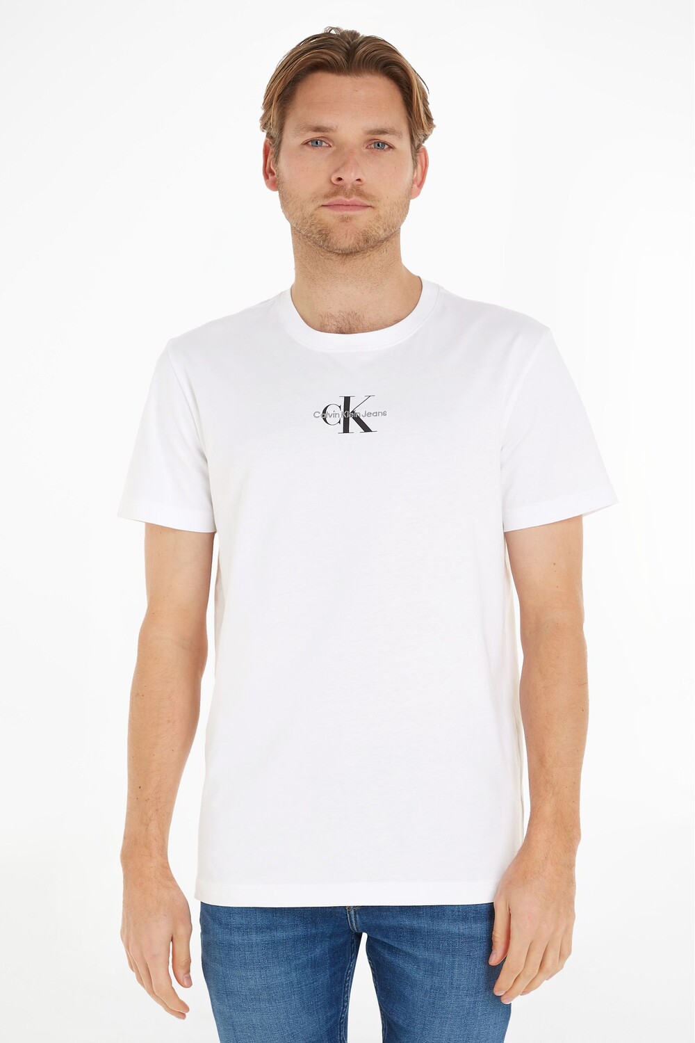 

Футболка классического кроя с монологом Calvin Klein Jeans, белый