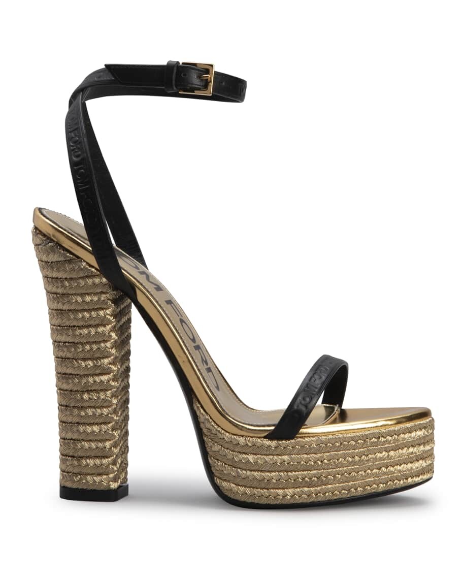 

Металлизированные сандалии на платформе с ремешком на щиколотке TOM FORD