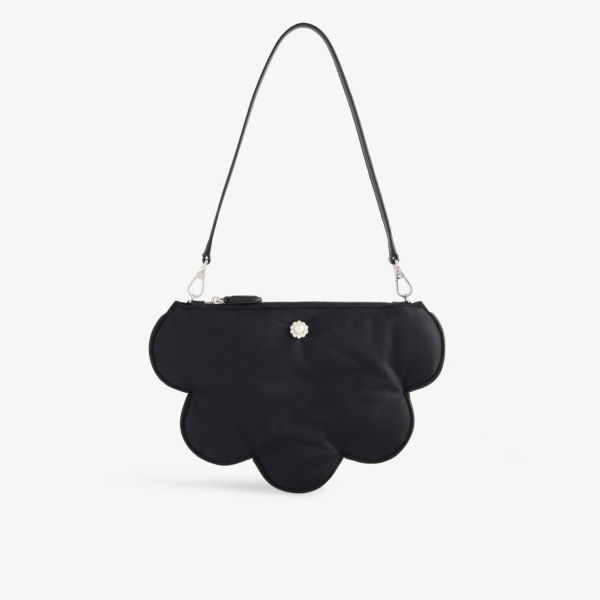 Атласная сумка на плечо daisy, украшенная жемчугом Simone Rocha, черный