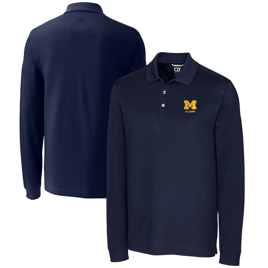 

Поло с длинным рукавом Cutter & Buck Michigan Wolverines, нави