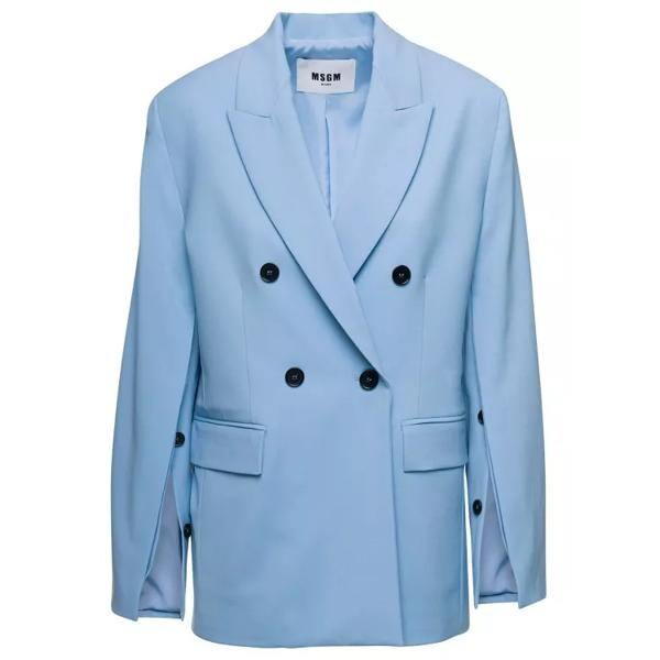 

Куртка light double-breasted jacket with buttoned sl Msgm, синий